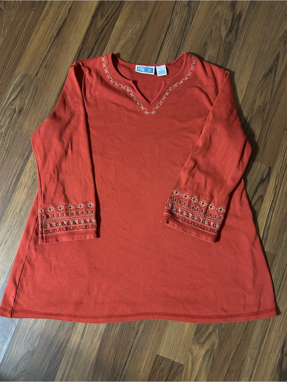 Cotton Embroidered Maternity Blouse V-Neck Long Sleeve Top